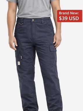 Men's Navy Cargo Work Pants with Utility Pockets